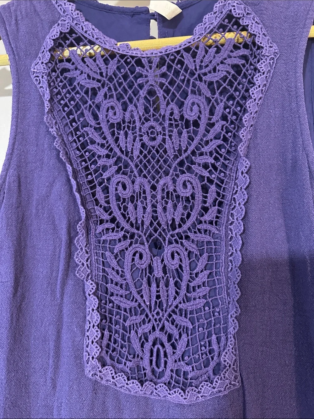 Free People Mirabelle Purple Sleeveless Mini Dress Size Small Crochet Lace Shift
